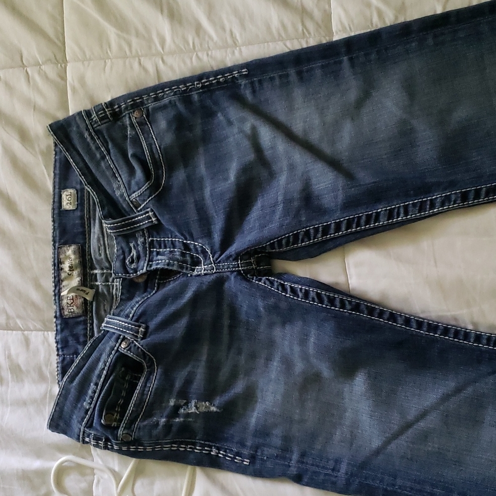 BKE, blue jeans, size 26 long, flare
